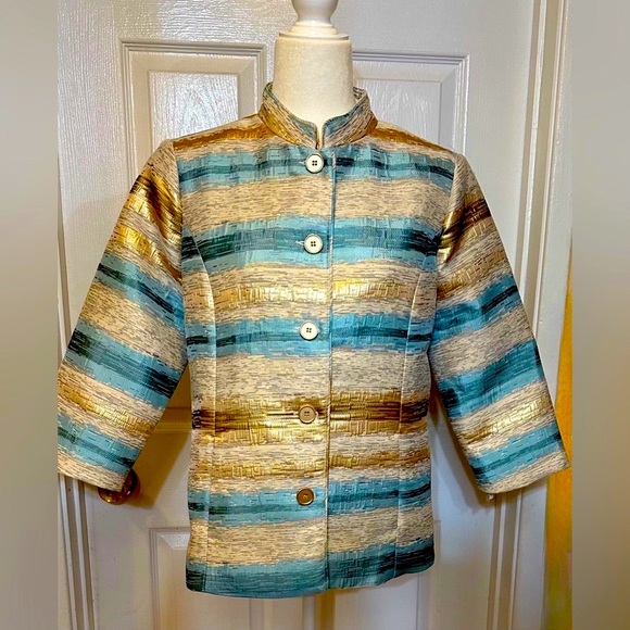 Draper’s & Damons Jackets & Blazers - Draper’s & Damons Jacket aqua blue gold jacket blazer long sleeve Size Medium